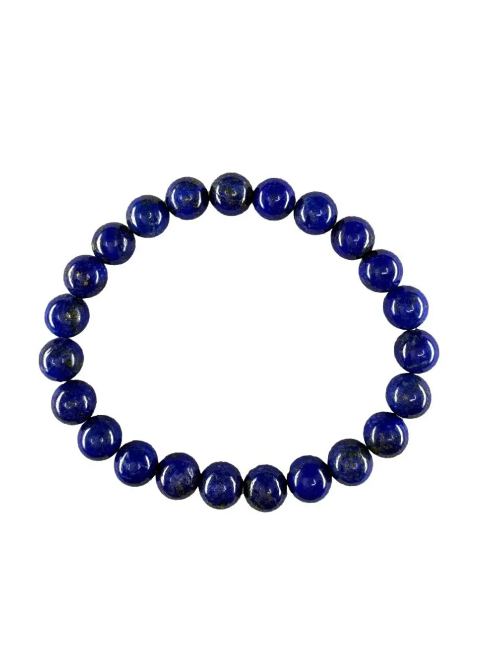 Natural Lapis Lazuli Bead Bracelet 8mm Deep Blue Gemstone Certified 19.17g